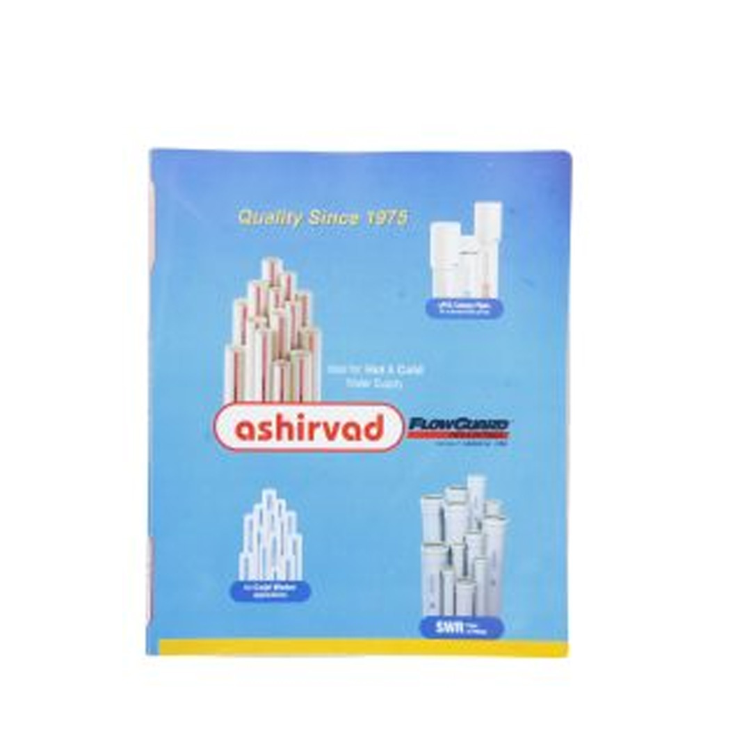 A customized blue document file folder with custom branding, product graphics, and company logos printed on the front cover against a white background.