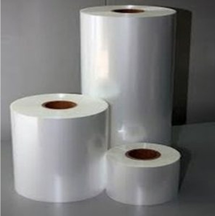 Three rolls of translucent clear polypropylene (PP) film in varying sizes set upright against a plain background.