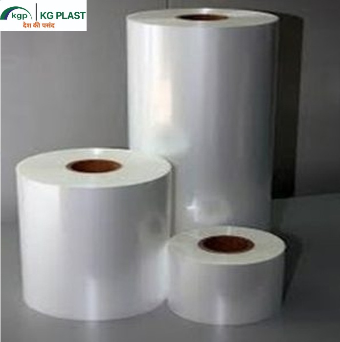 Three rolls of clear plastic film in varying sizes.