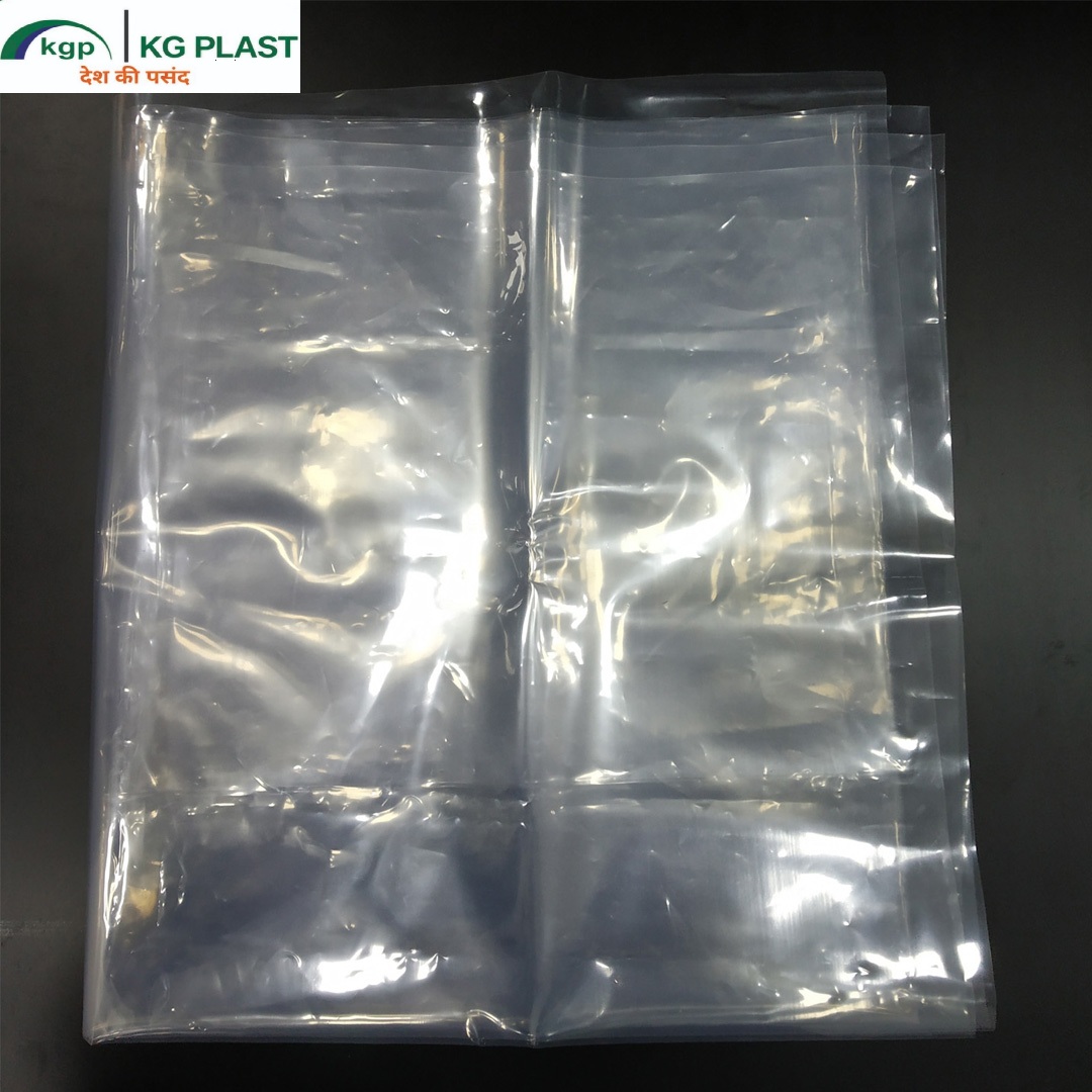 Clear PEVA plastic sheets with KG PLAST logo.
